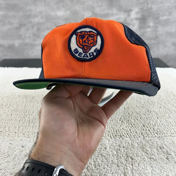 VINTAGE CHICAGO BEARS MESH SNAP BACK TRUCKER HAT OSFA TWO TONE PATCH CAP - Picture 11 of 11